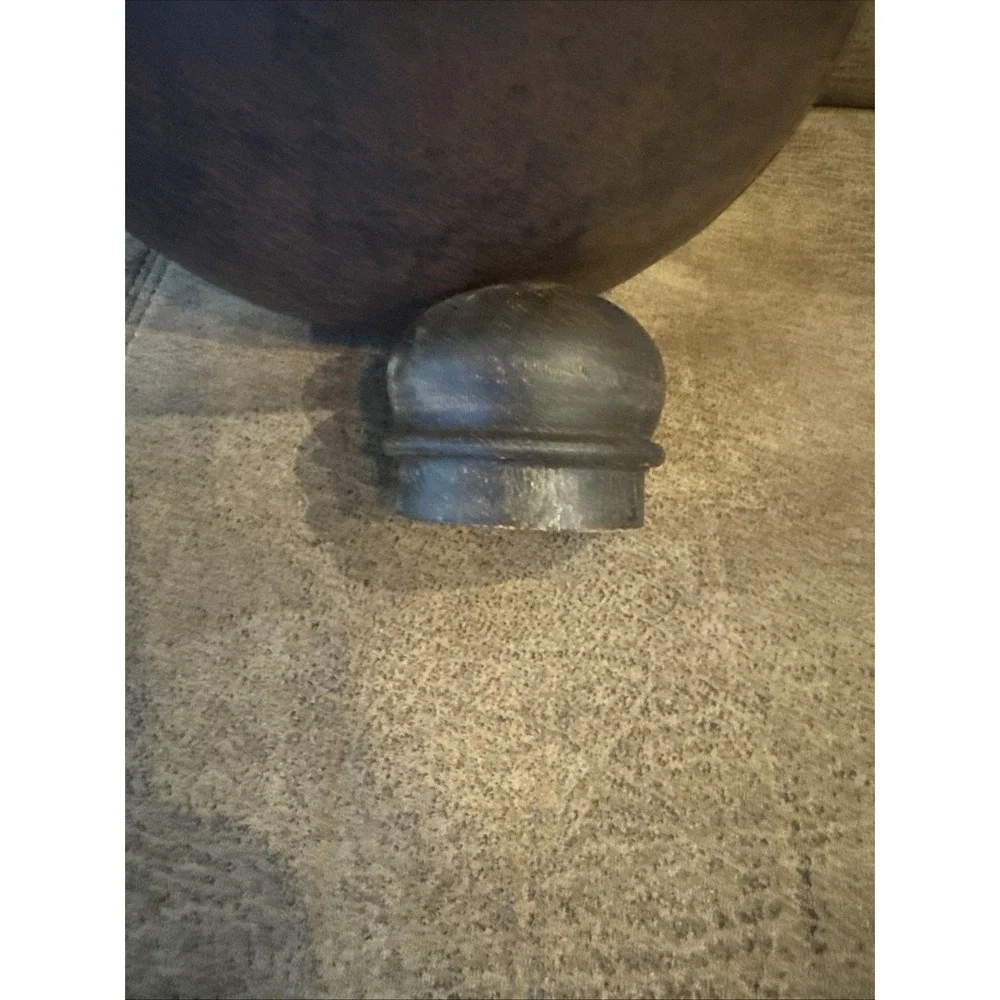 Vintage Metal Indian Hammered Water Jug Vessel With‎ Wooden Lid